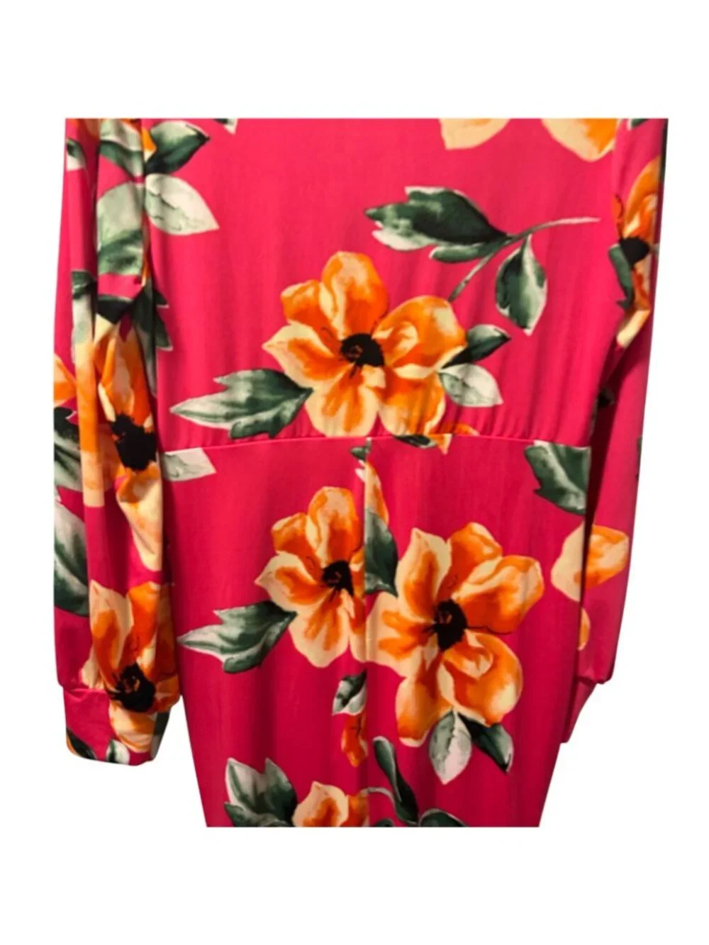 Venus Womens Pink Floral Long-Sleeve Ruched Dress Size M Polyester Dress - Picture 11 of 12